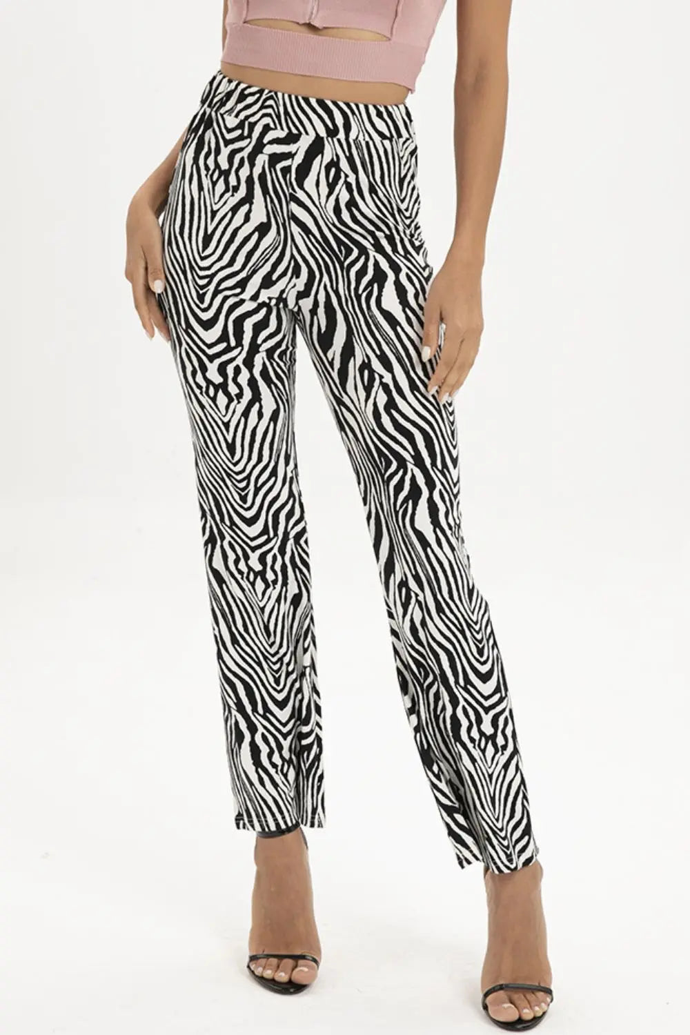 Zebra Print Straight Leg Pants Trendsi