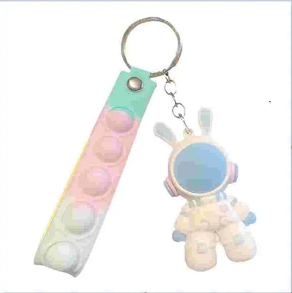 Cute Astronaut Keychain Creative Cartoon 3D Astronaut Outer Space Keychain Backback Keychains Car Magenta Charlie