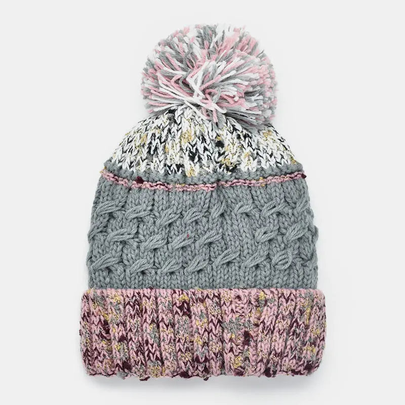 Contrast Thermal Hat with Pompom Trendsi