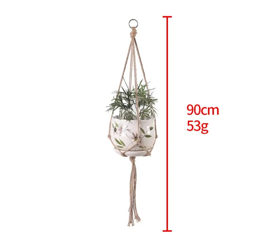 Hand-woven plant hanging basket cotton rope sling basket Magenta Charlie