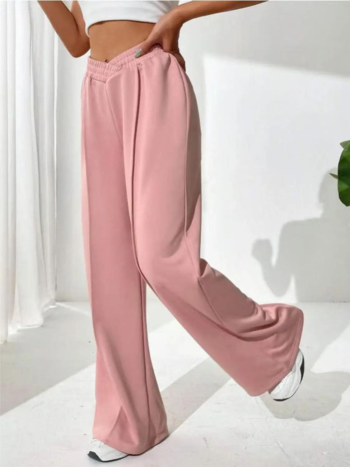 Elastic Waist Wide Leg Pants Trendsi