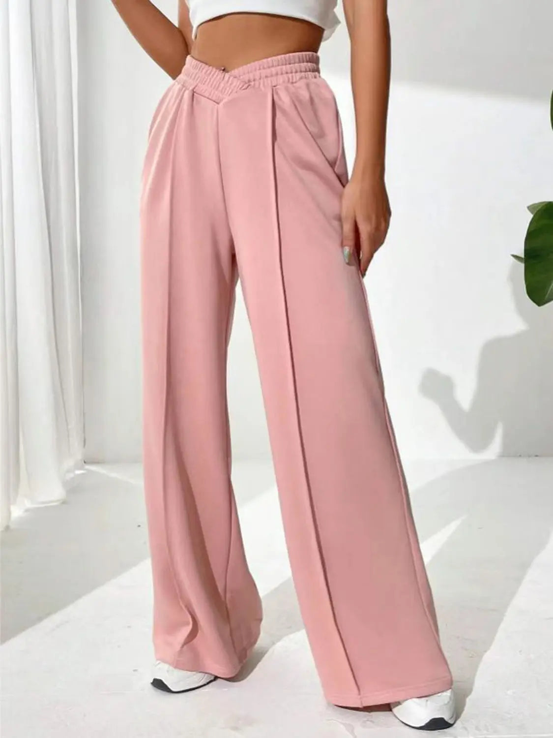 Elastic Waist Wide Leg Pants Trendsi