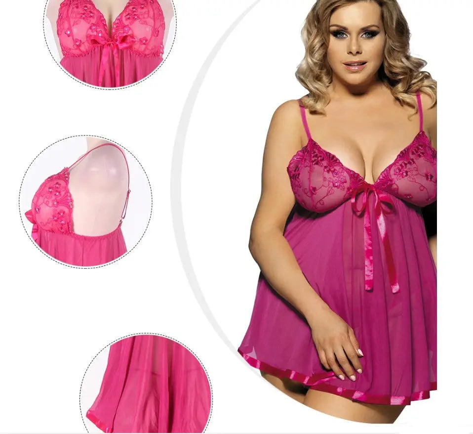 Plus Size Women Sexy Lingerie  6XL  Sleepwear Sleepdress Magenta Charlie