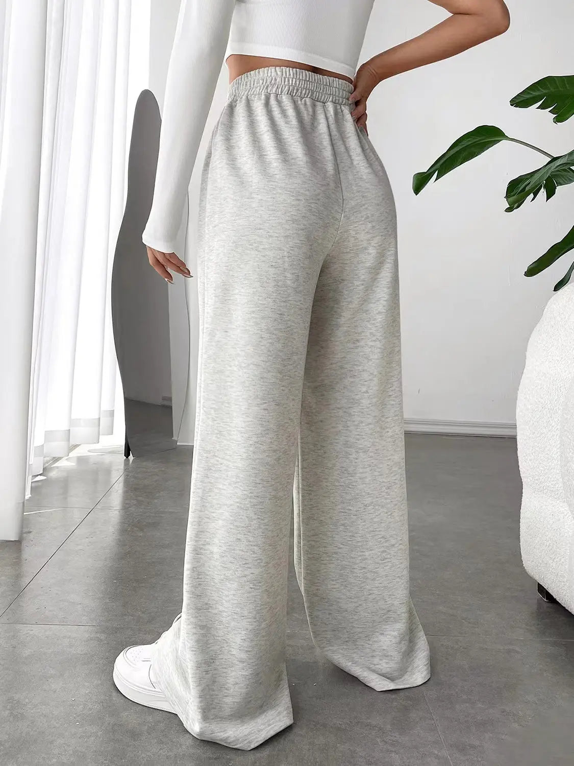 Elastic Waist Wide Leg Pants Trendsi