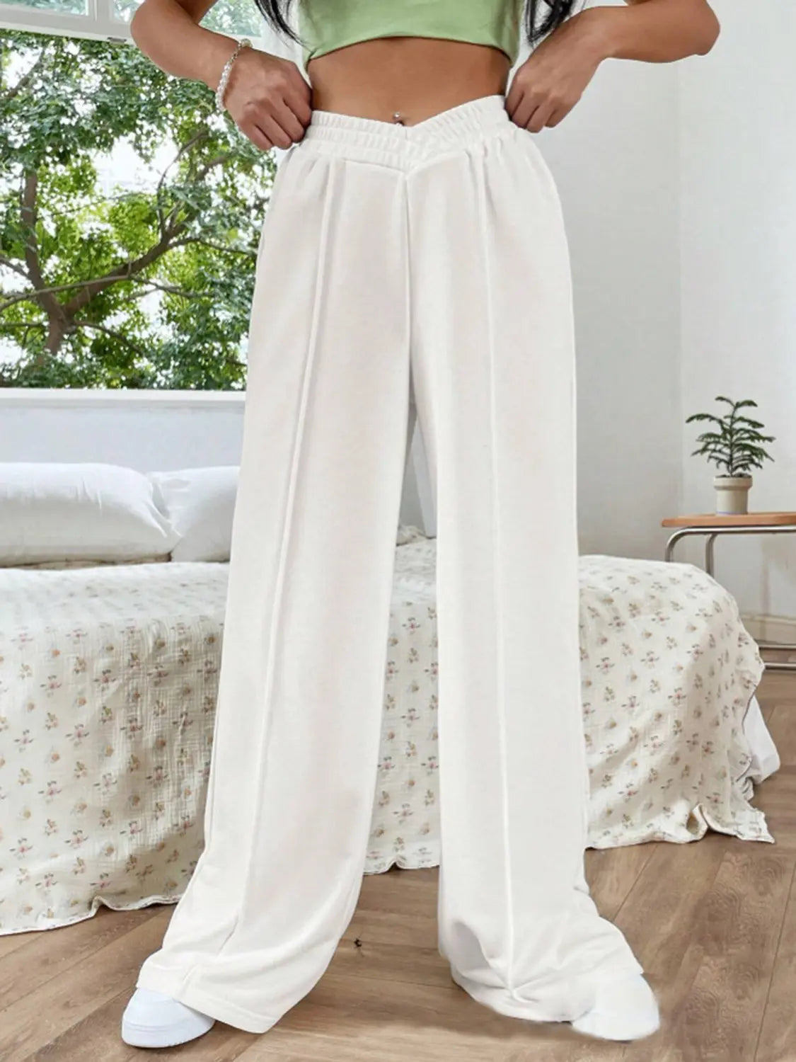 Elastic Waist Wide Leg Pants Trendsi