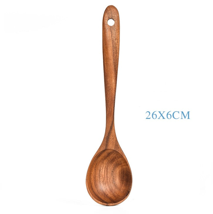 Teak Natural Wood Tableware Spoon Ladle Turner Rice Colander Soup Skimmer Cooking Tool Sets Spoon Scoop Kitchen Tools Gadgets Magenta Charlie