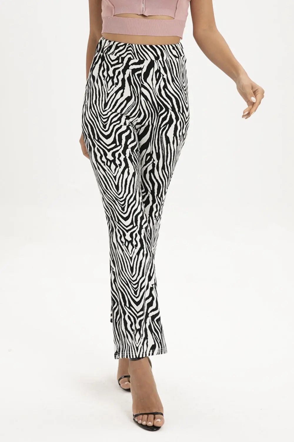 Zebra Print Straight Leg Pants Trendsi