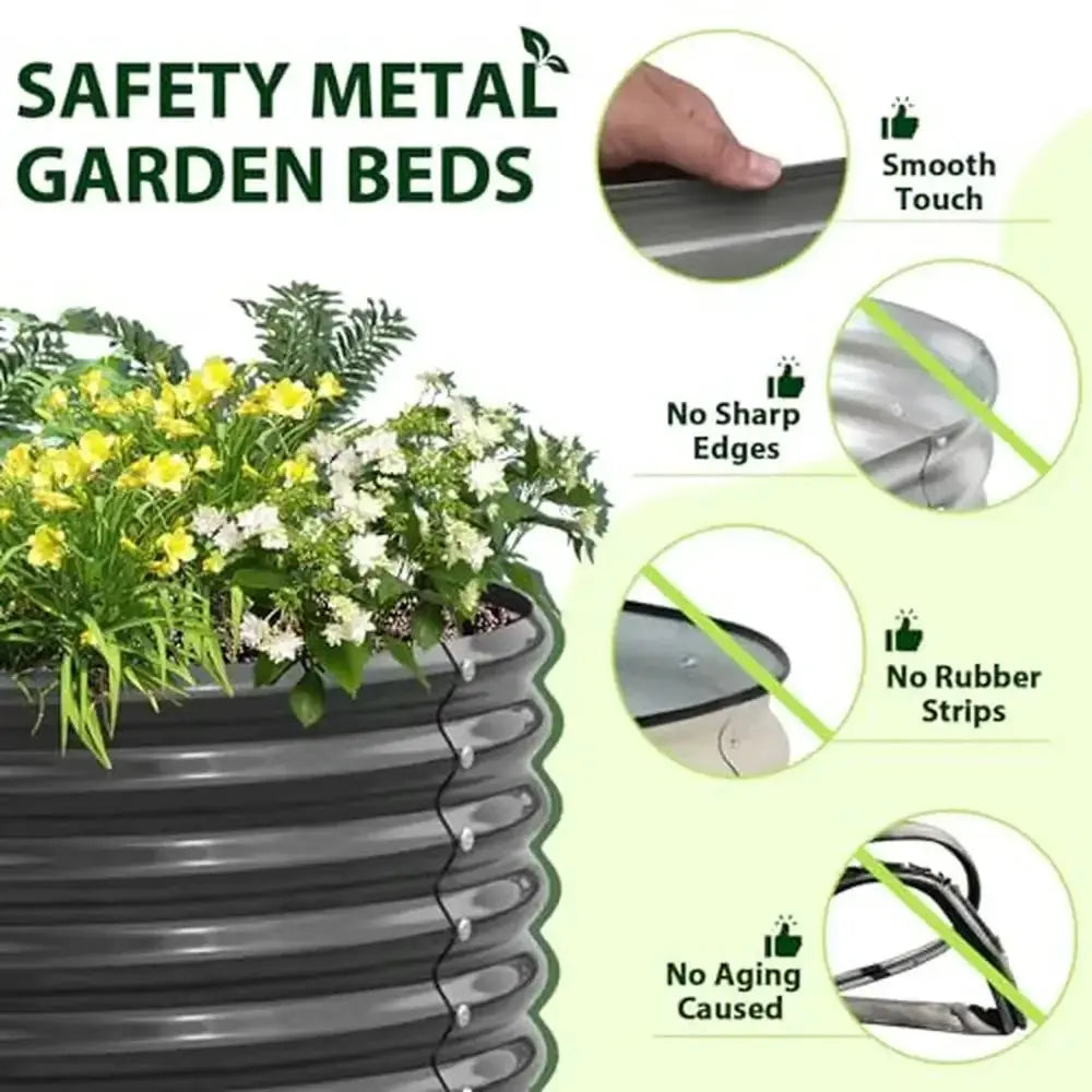 Galvanized Steel Raised Garden Beds 4X4X1.5ft & 6X2X1.5ft Outdoor Planting Vegetables Flowers Herbs Quartz Grey Long-lasting The Zebra Effect