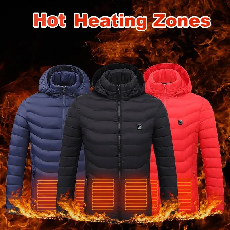 New Heated Jacket Coat USB Electric Jacket Cotton Coat Heater Thermal Clothing Heating Vest Men's Clothes Winter The Zebra Effect