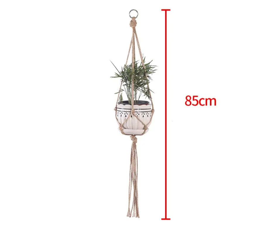 Hand-woven plant hanging basket cotton rope sling basket Magenta Charlie