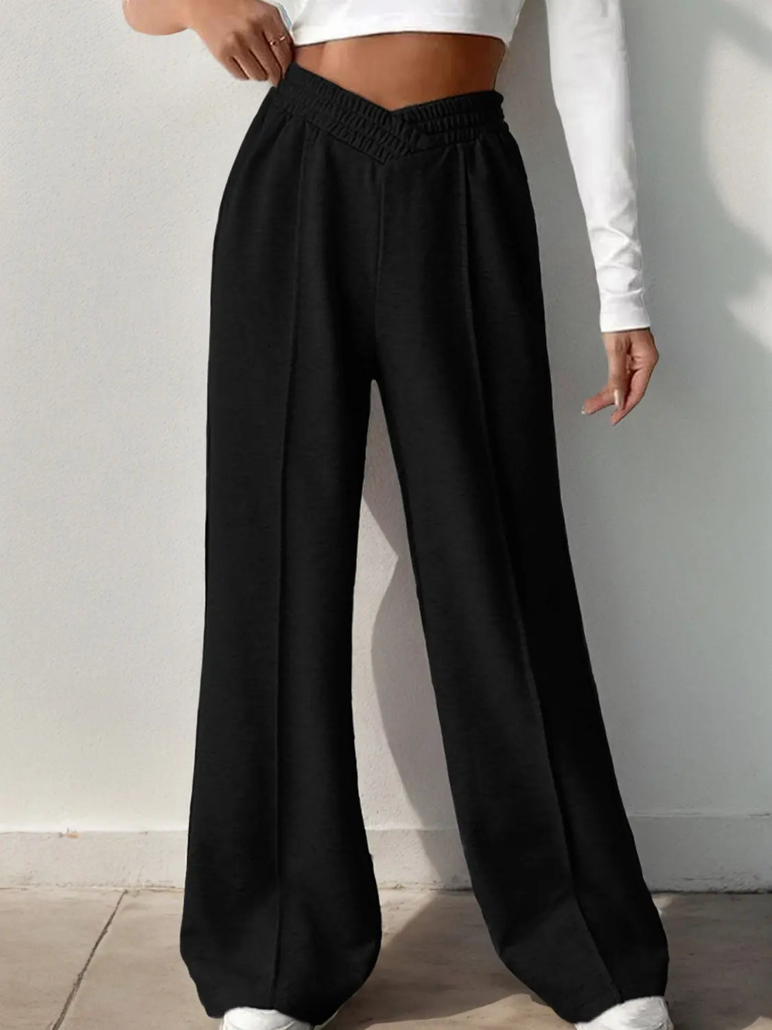 Elastic Waist Wide Leg Pants Trendsi