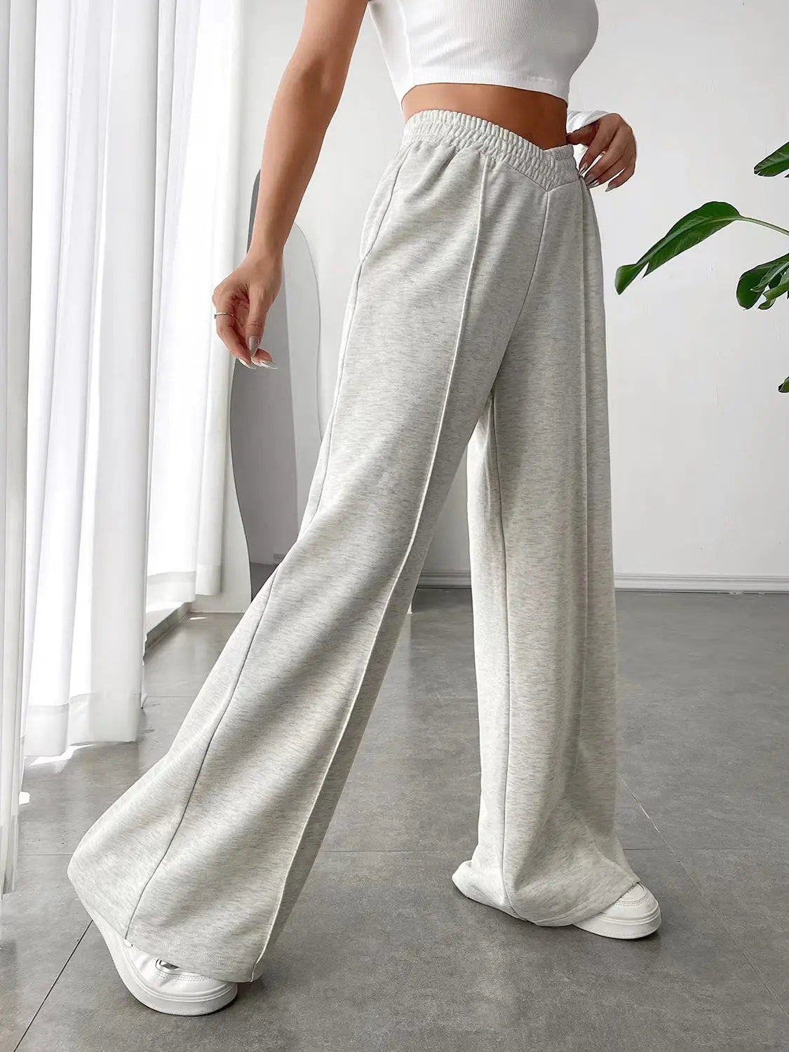 Elastic Waist Wide Leg Pants Trendsi