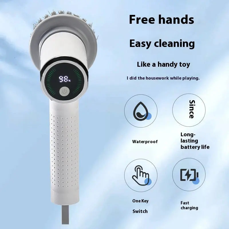 Multifunctional Smart Display Electric Cleaning Brush Wireless Kitchen Sink Cleaning Brush Waterproof Electric Pot Brush Cleaning Tool The Zebra Effect