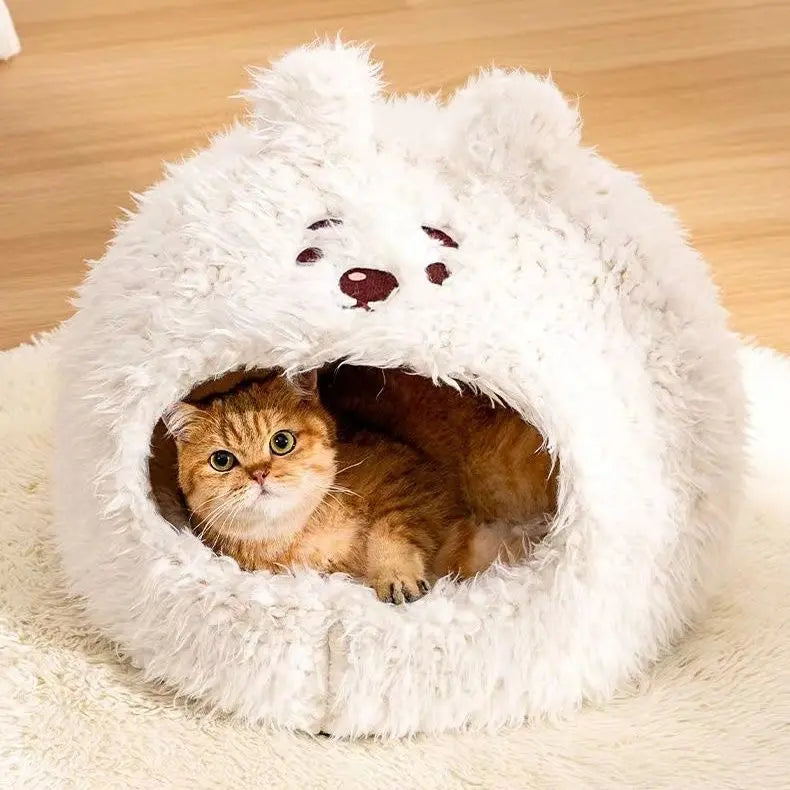 Closed Warm Plush Pet Cat Nest Magenta Charlie