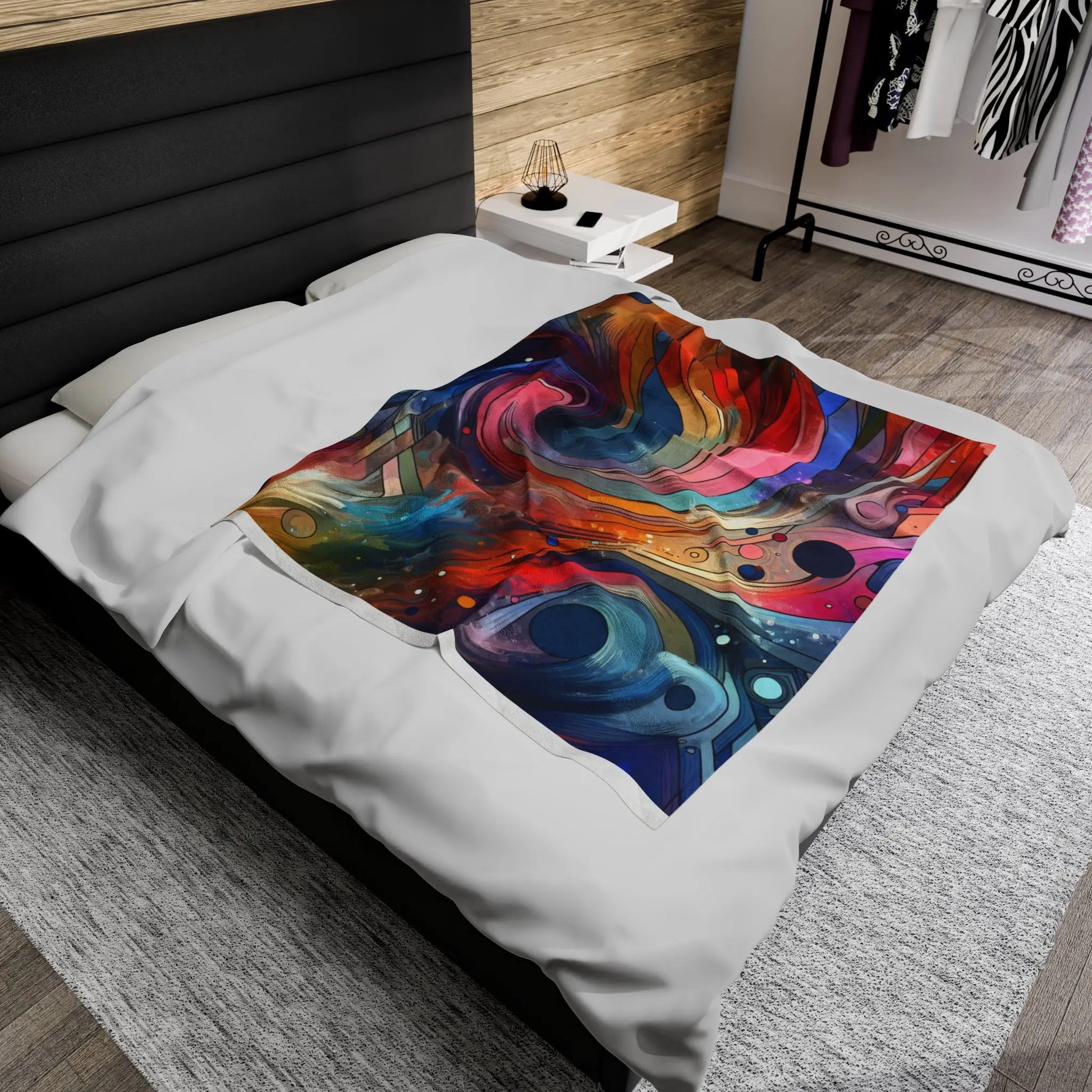 Velveteen Plush Blanket - Abstract Art Design Printify