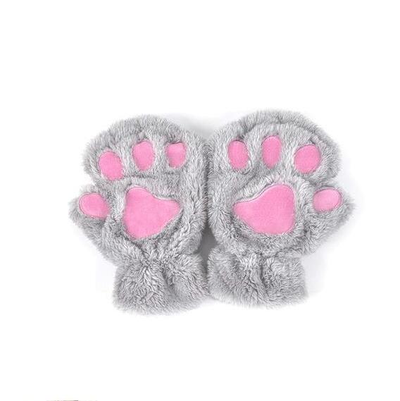 Winter Lovely Half Cover Paw Bear Cat Claw Gloves Short Finger Magenta Charlie