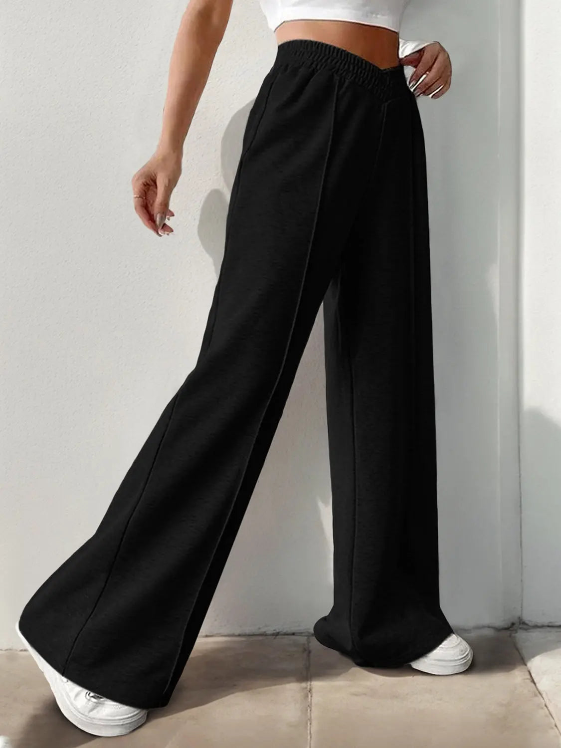 Elastic Waist Wide Leg Pants Trendsi