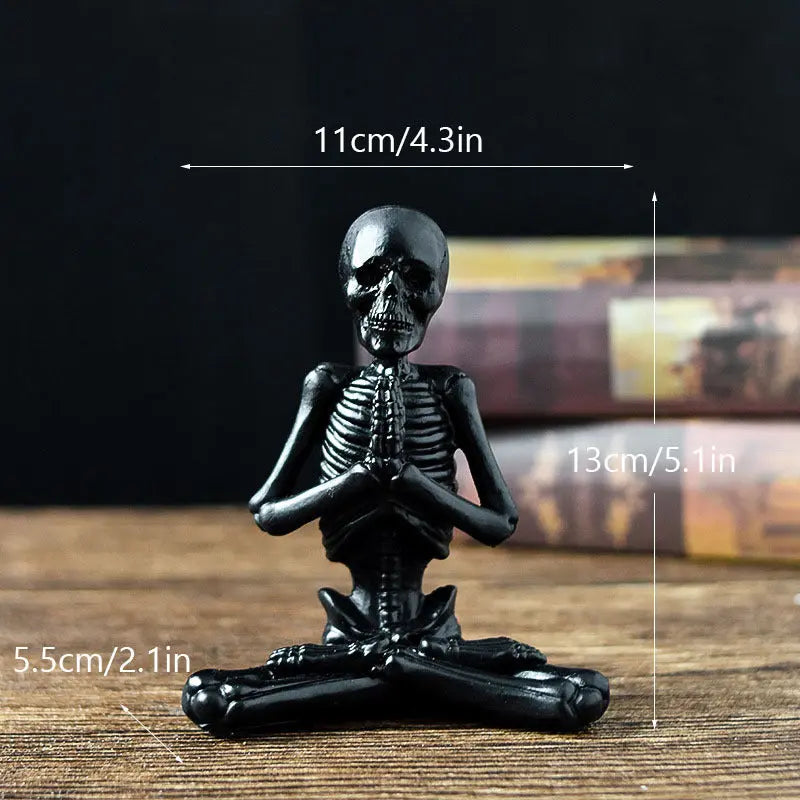 Halloween Horror Desktop Decoration Resin Ornaments Feature Modeling Yoga Skull Skeleton Magenta Charlie