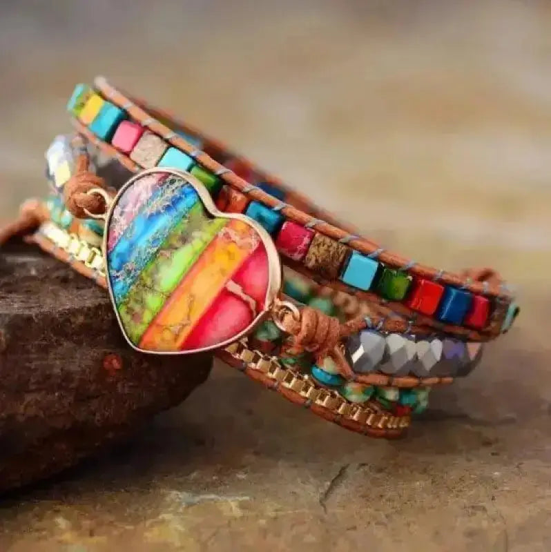 7 Chakra Heart Wrap Bracelet Copper Pallas