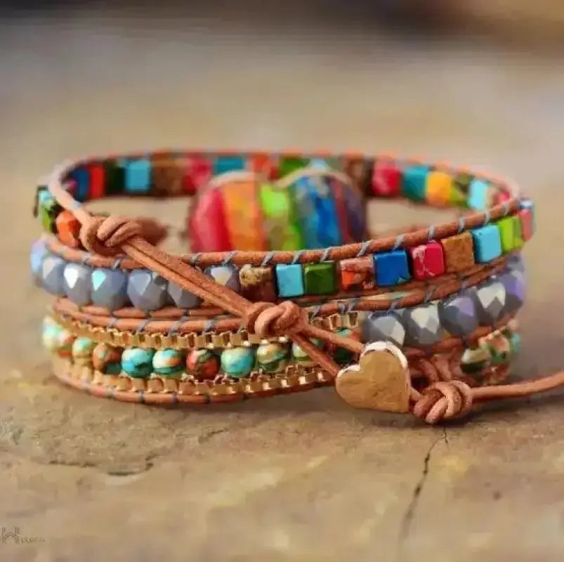 7 Chakra Heart Wrap Bracelet Copper Pallas