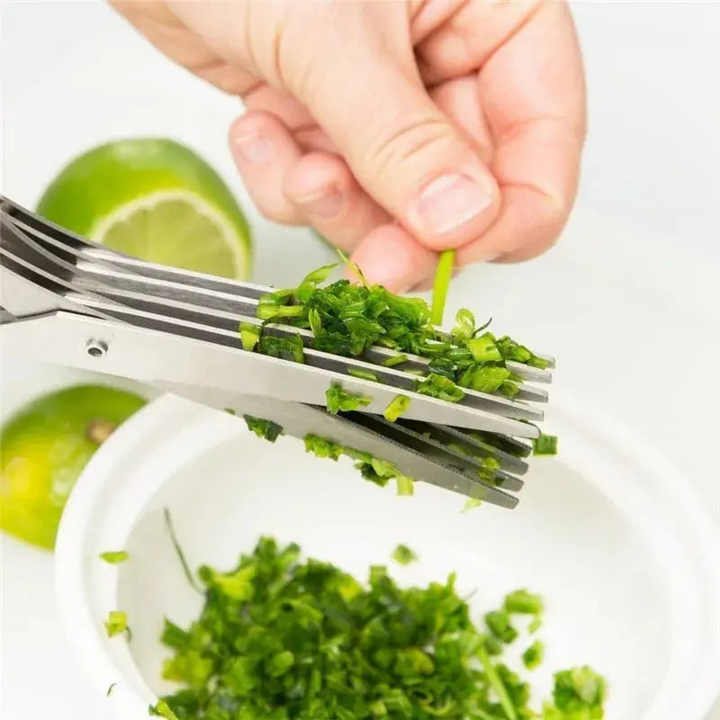 Multifunctional Multi-layer Green Onion Scissors Stainless Steel Onion Cutting Knife Herb Seaweed Spice Scissors Kitchen Scissor Kitchen Gadgets Magenta Charlie