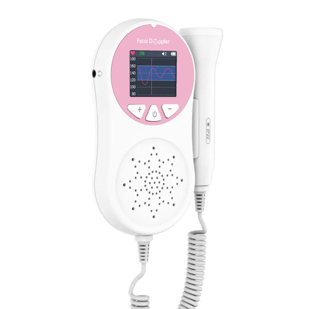 Fetal Doppler Baby Heartbeat Detector Portable Pregnant Baby Ultrasound Heart Rate Monitor Pocket LCD Doppler Stethoscope 3Mhz Probe With Gel Magenta Charlie