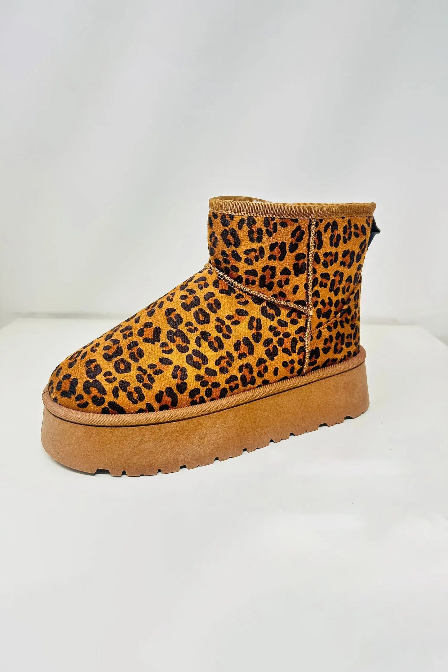 WILD DIVA Thermal Furry Leopard Platform Booties Trendsi