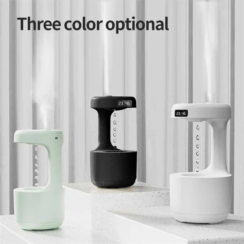 Bedroom Anti-Gravity Humidifier With Clock Water Drop Backflow Aroma Diffuser Large Capacity Office Bedroom Mute Heavy Fog Household Sprayer Magenta Charlie