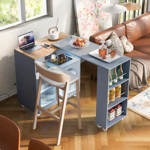 Rolling Kitchen Island With Extended Table Magenta Charlie