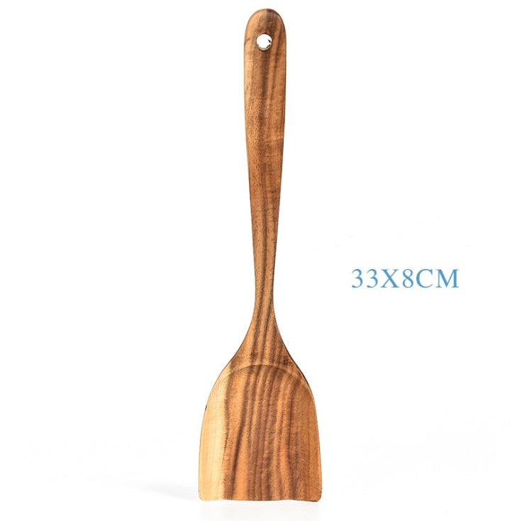 Teak Natural Wood Tableware Spoon Ladle Turner Rice Colander Soup Skimmer Cooking Tool Sets Spoon Scoop Kitchen Tools Gadgets Magenta Charlie