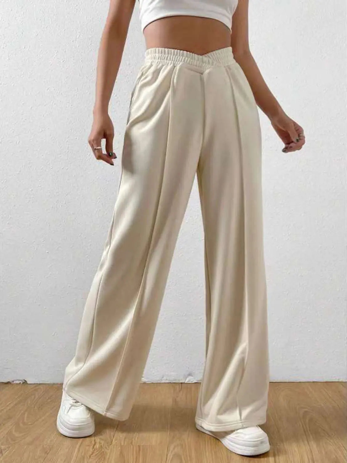 Elastic Waist Wide Leg Pants Trendsi