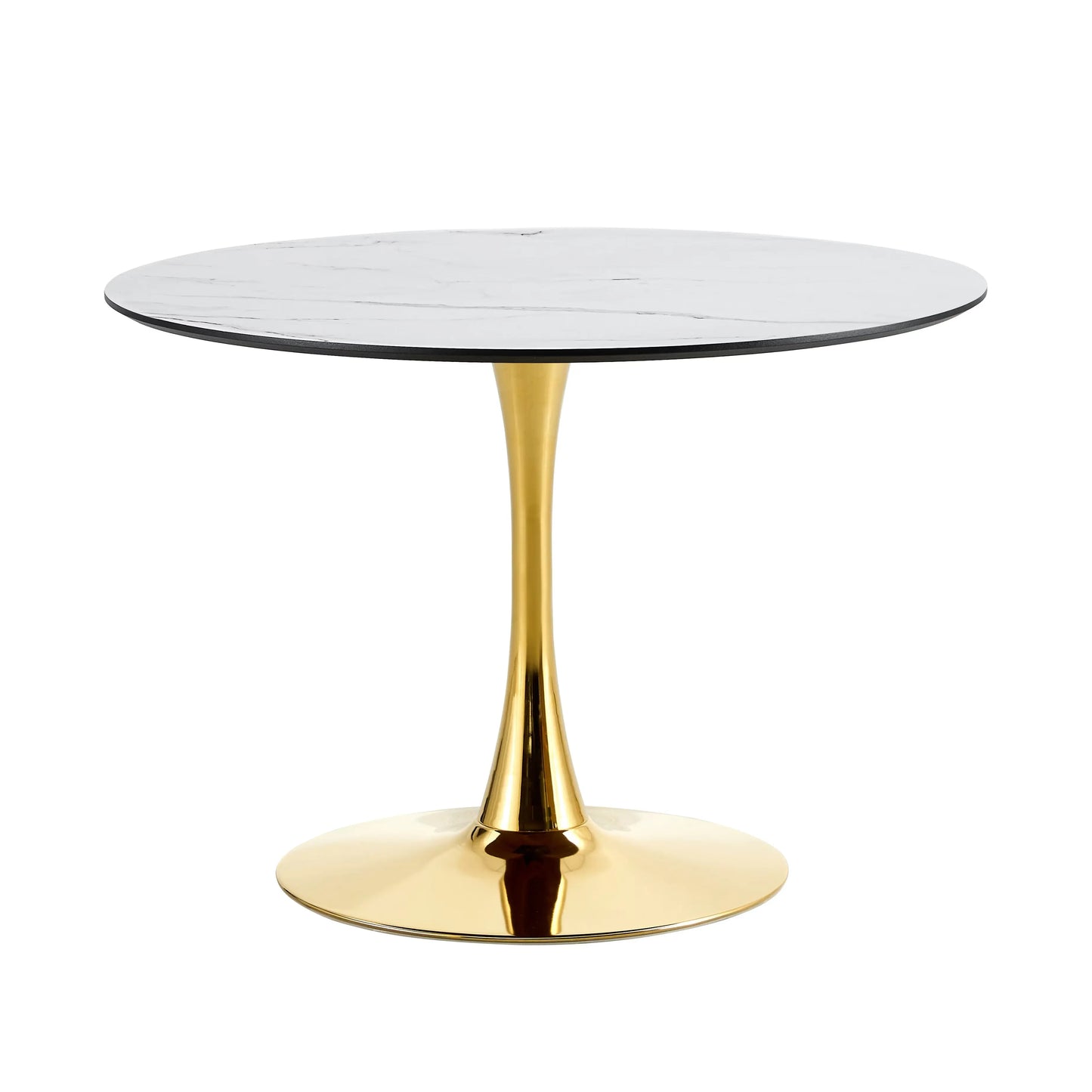 LIVING ROOM DINING TABLE-WHITE ROUND TABLE WITH GOLD LEGS 80CM IN DIAMETER. Magenta Charlie