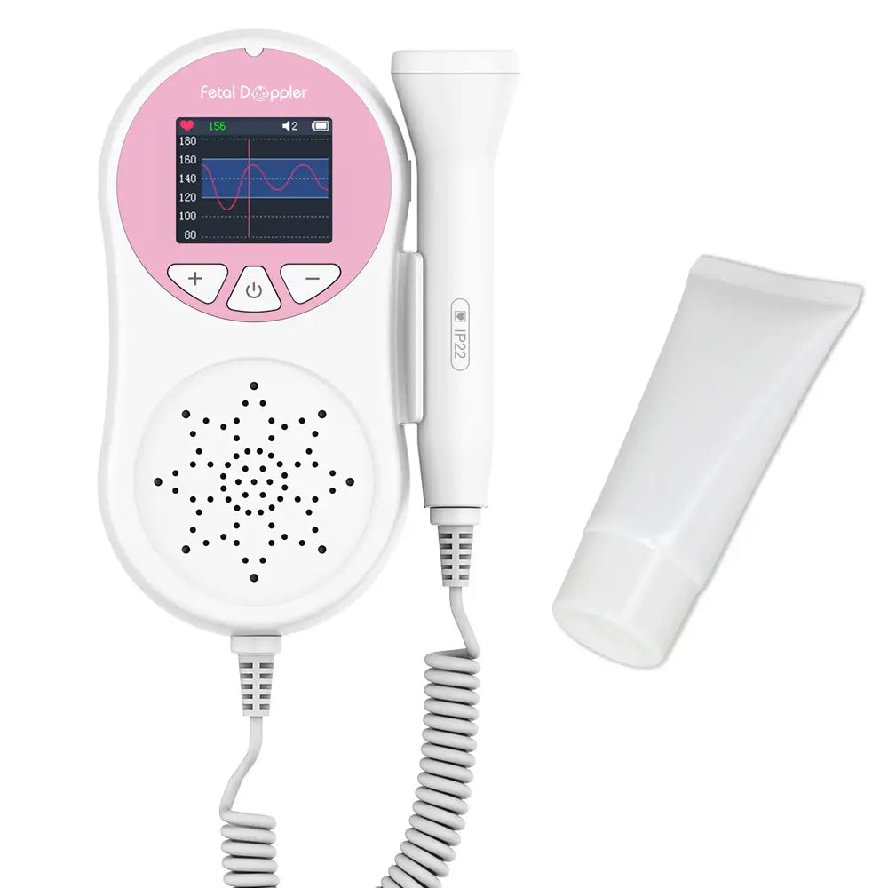 Fetal Doppler Baby Heartbeat Detector Portable Pregnant Baby Ultrasound Heart Rate Monitor Pocket LCD Doppler Stethoscope 3Mhz Probe With Gel Magenta Charlie