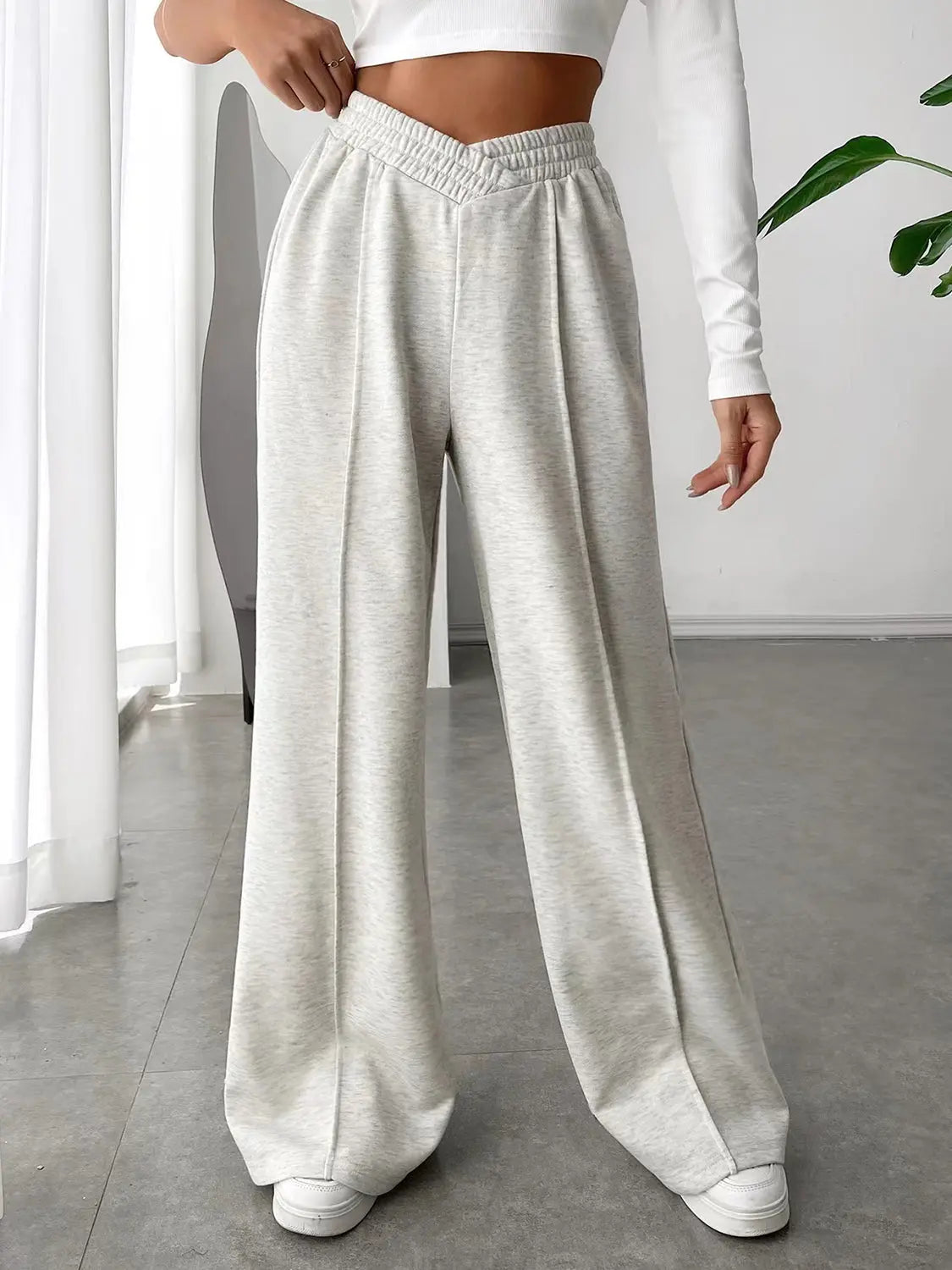 Elastic Waist Wide Leg Pants Trendsi