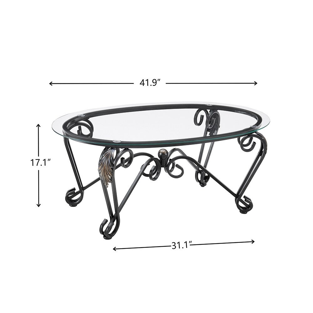 Tempered Glass Coffee Table Set Of 3,with 1 Oval Coffee Table 2 Round End Side Table,for Living Room Magenta Charlie