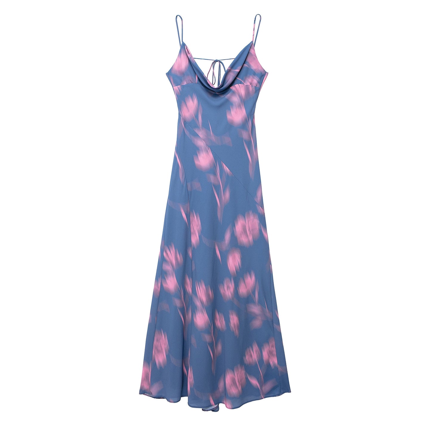 Draped Collar Printing Slip Dress Women Magenta Charlie