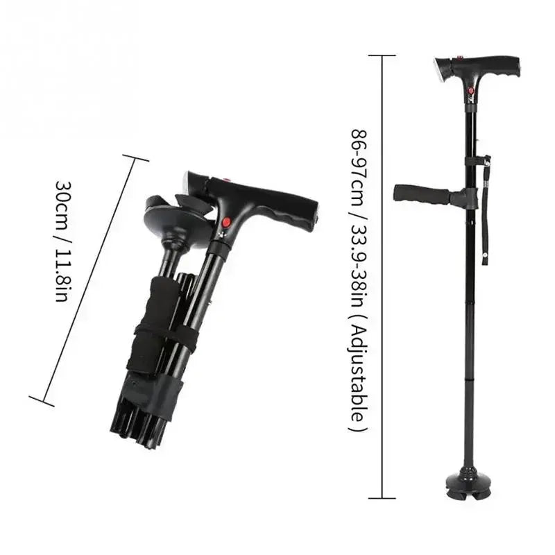 Collapsible Telescopic Folding Cane Elder Cane LED With Alarm Walking AliExpress