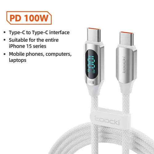 Toocki Type C to Type C Cable 100W PD Fast Charging Charger USB C to AliExpress