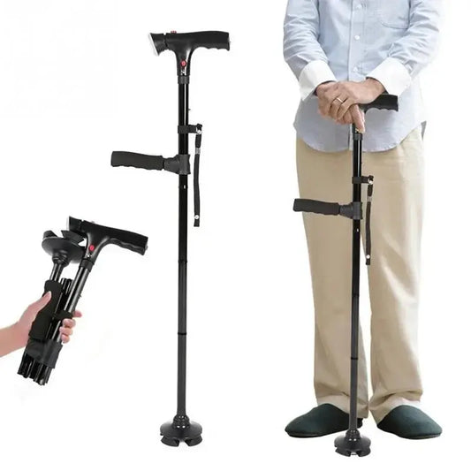 Collapsible Telescopic Folding Cane Elder Cane LED With Alarm Walking AliExpress