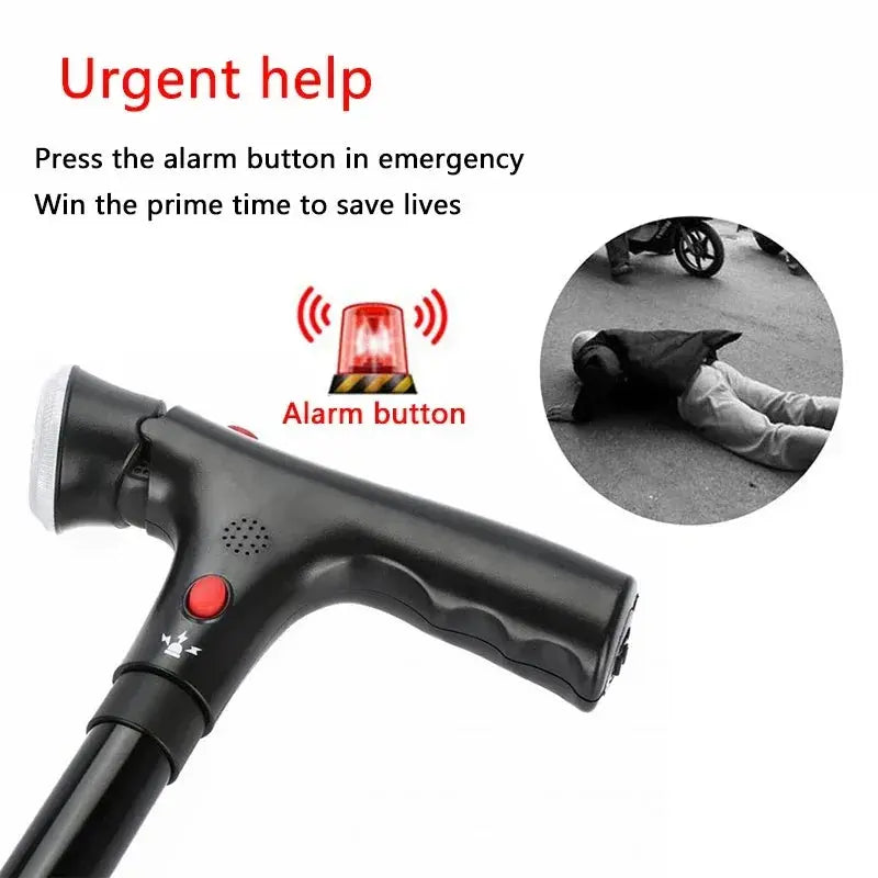 Collapsible Telescopic Folding Cane Elder Cane LED With Alarm Walking AliExpress