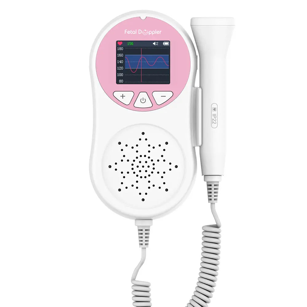 Fetal Doppler Baby Heartbeat Detector Portable Pregnant Baby Ultrasound Heart Rate Monitor Pocket LCD Doppler Stethoscope 3Mhz Probe With Gel Magenta Charlie