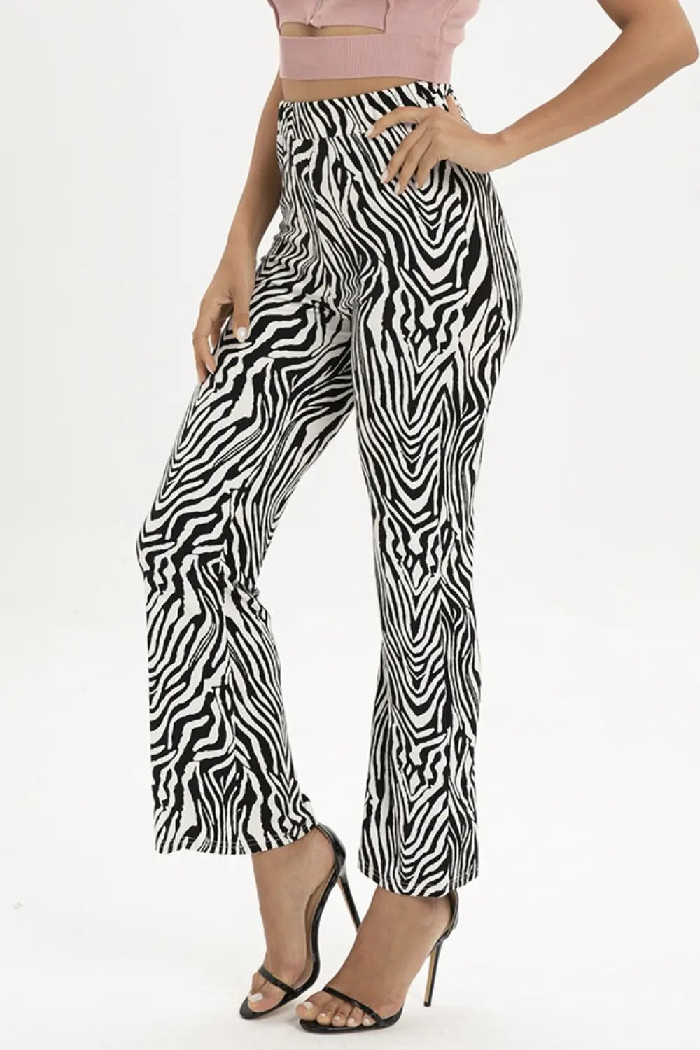 Zebra Print Straight Leg Pants Trendsi