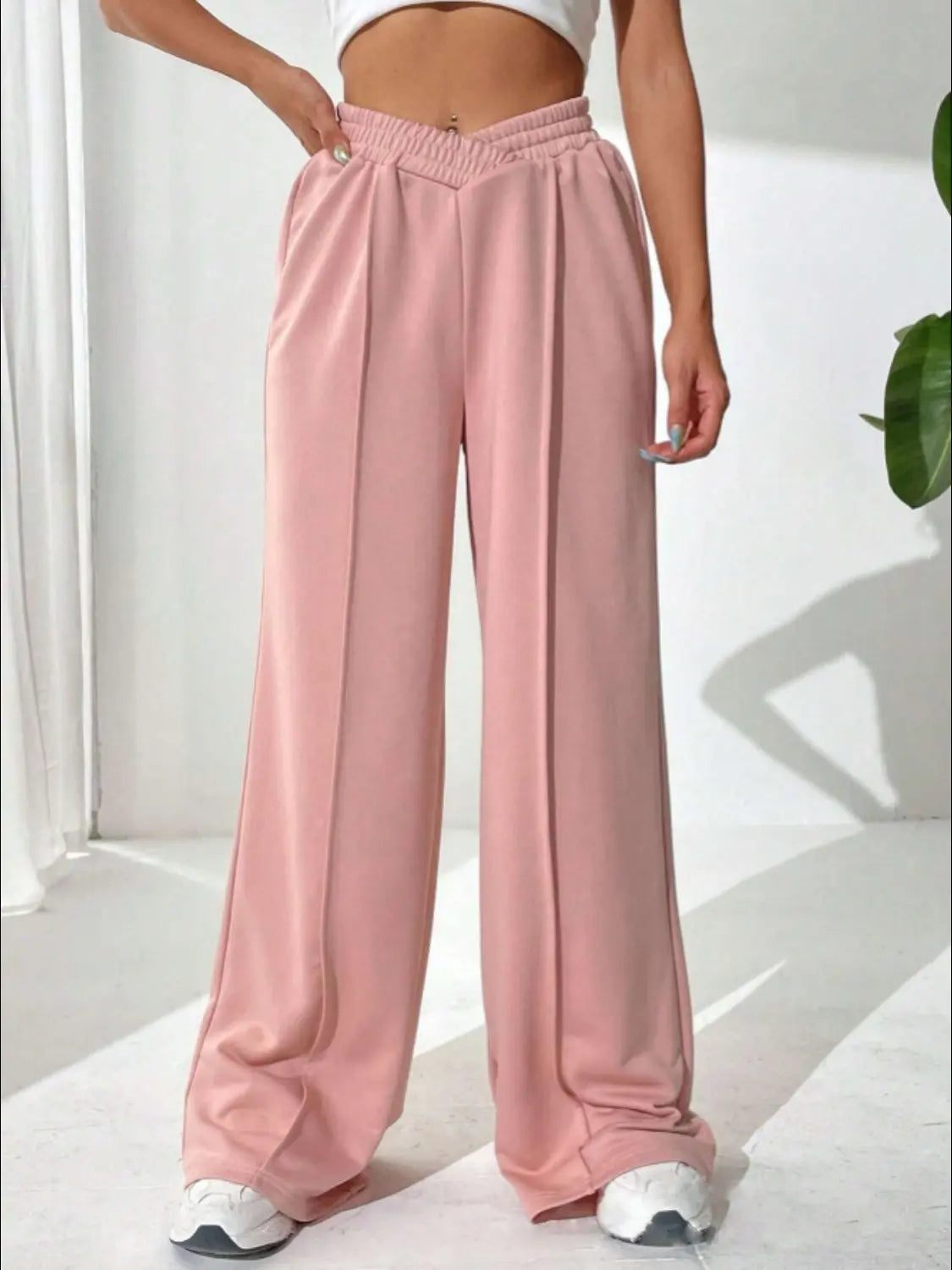 Elastic Waist Wide Leg Pants Trendsi