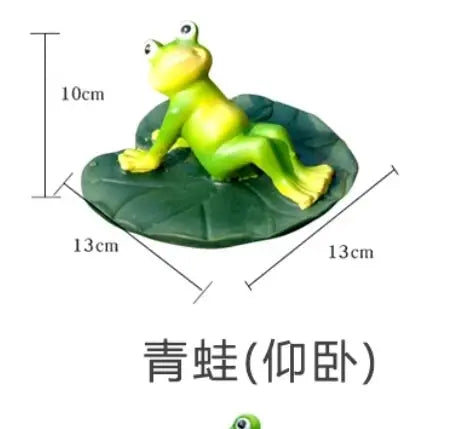 Small Yard Fish Pond Simulation Animal Bamboo Raft Frog Resin Ornaments Garden Decoration Courtyard Pond Floating Fish Tank The Zebra Effect