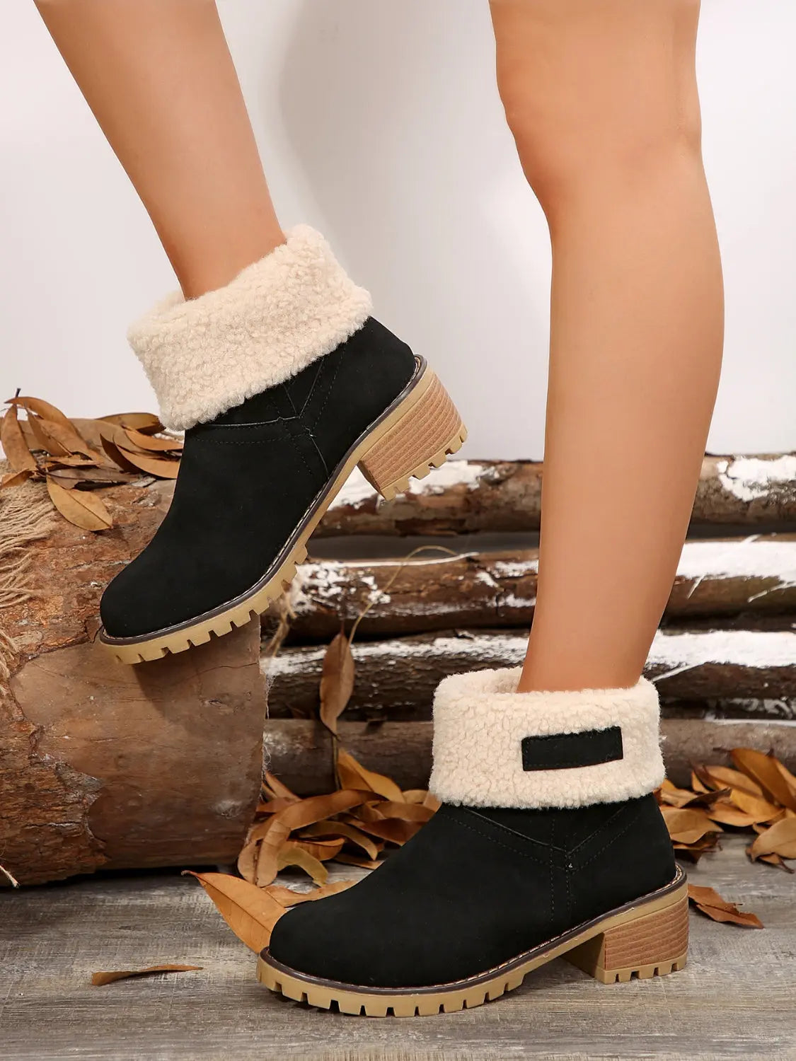 Thermal Fuzzy Block Heel Boots Trendsi