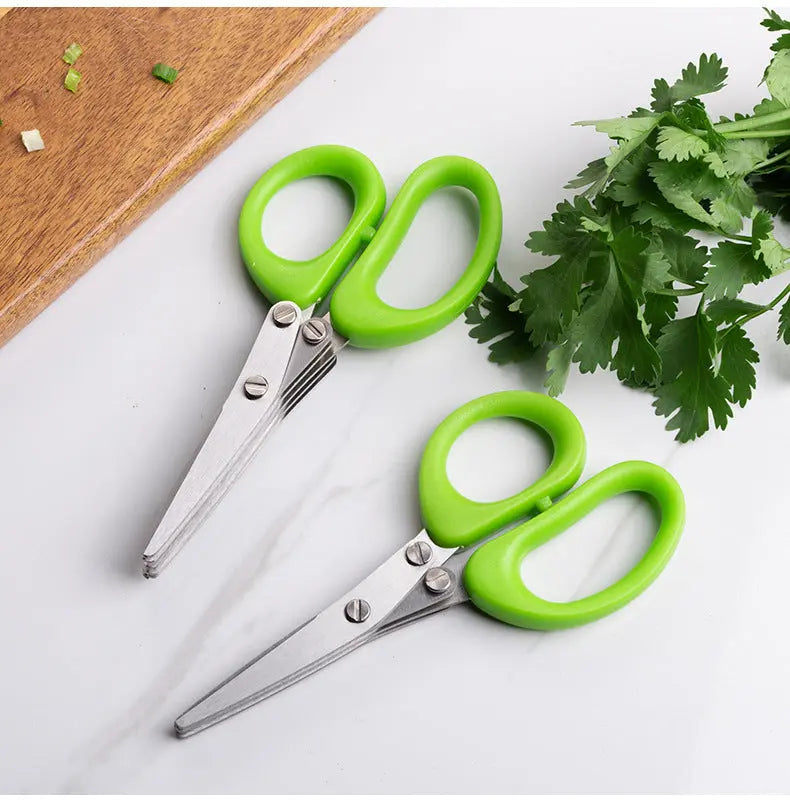 Multifunctional Multi-layer Green Onion Scissors Stainless Steel Onion Cutting Knife Herb Seaweed Spice Scissors Kitchen Scissor Kitchen Gadgets Magenta Charlie