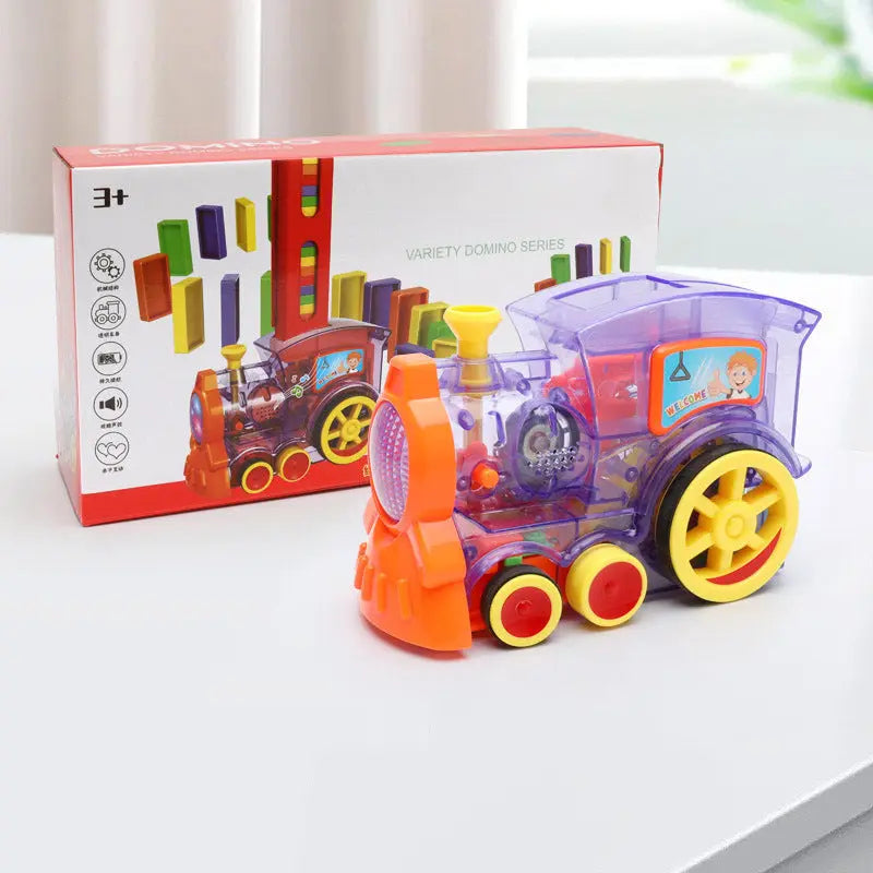 Domino Train Toys Baby Toys Car Puzzle Automatic Release Licensing Electric Building Blocks Train Toy The Zebra Effect