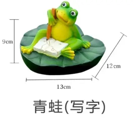 Small Yard Fish Pond Simulation Animal Bamboo Raft Frog Resin Ornaments Garden Decoration Courtyard Pond Floating Fish Tank The Zebra Effect