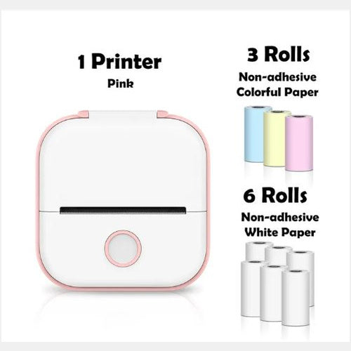 Portable Mini Thermal Label Printer Home Photo Printer Student Wrong Question Printer Bluetooth-compatible Mini Label Printer Price Tag Magenta Charlie