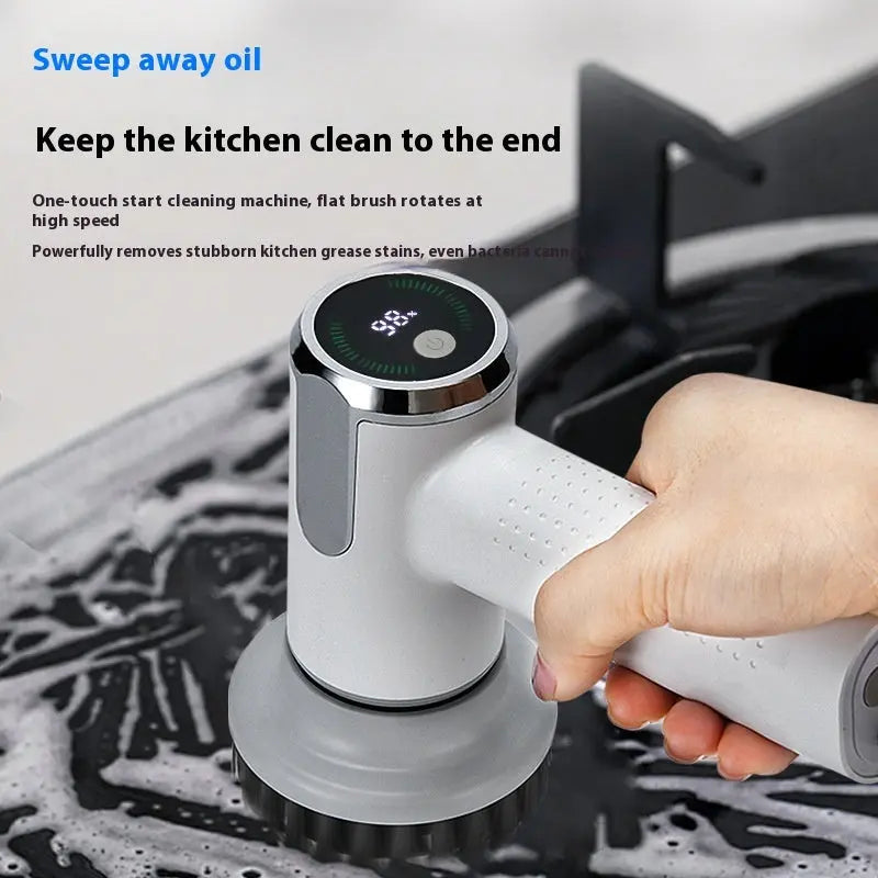 Multifunctional Smart Display Electric Cleaning Brush Wireless Kitchen Sink Cleaning Brush Waterproof Electric Pot Brush Cleaning Tool The Zebra Effect